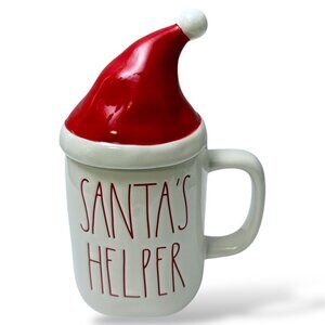 Rae Dunn Christmas Mug Santa's Helper Red Hat Lid Coffee Cup